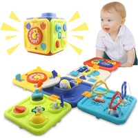 Cubo de Actividades Montessori para Bebés, Juguete Multifuncional Desmontable, Hexaedro de Seis Lados con Luces y Música