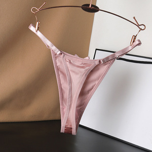 Luxury Satin Women's <b>Thong</b> Adjustable Strap Low Rise G-<b>string</b> Silky Soft Ladies Panties Elegant Lingerie for Women Wholesale - Product Image 2