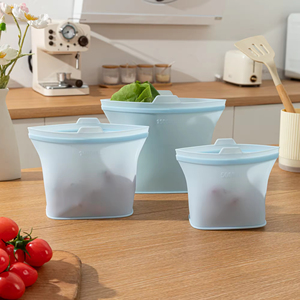 Customizable Silicone Storage Bags | Airt Seal, Dishwasher Safe, <b>Replace</b> Plastic <b>Zip</b> Bags Cooking, Storage, and On-the-Go - Product Image 1
