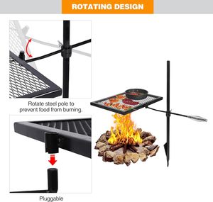 Parrilla Giratoria Moderna para Fogatas, Rejilla de Acero Resistente, Altura Ajustable, Dispositivo de Seguridad contra Llamas, Bolsa de Transporte para Exteriores - Product Image 2