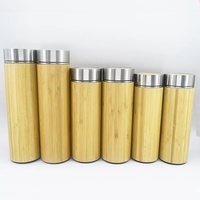 Logo personnalisé 500ml gobelet à thé en bambou isolé sous vide en acier inoxydable tasse à thé de voyage thé aux fruits infuseur bouteille pour lâche