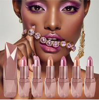 Rouge à lèvres Prime Fulfillment Diamond Shimmer, étui rose doré facetté, crayon haute brillance pour l'exportation en volume contrôlé