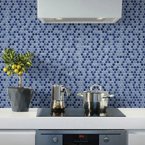 Mosaïque de carrelage en porcelaine émaillée de haute qualité pour salle de bain, imperméable, classique, forme ronde, bleu mélangé, pour piscine, échantillons gratuits - Product Image 2