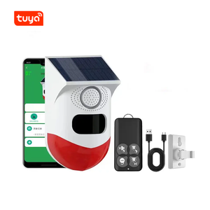 Tuya WiFi Energía solar Sonido y <span class=keywords><strong>luz</strong></span> Sensor de <span class=keywords><strong>movimiento</strong></span> infrarrojo Alarma Alto decibelio Sirena <span class=keywords><strong>exterior</strong></span> Alarma PIR <span class=keywords><strong>Detector</strong></span> de <span class=keywords><strong>movimiento</strong></span> - Product Image 1