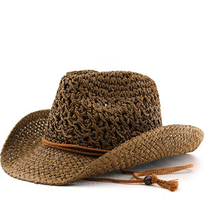 Sombrero de vaquero occidental Vintage para mujer, sombrero de paja transpirable de malla de verano, estilo étnico, para hombres, viajes al aire libre, protección UV, gorra de Panamá - Product Image 2