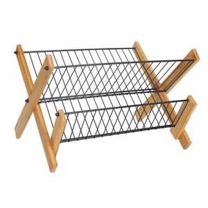 Customized Double Tier Metal Folding Kitchen Storage <b>Rack</b> for <b>Dish</b> and Bowl Storage with Draining Function - Product Image 6