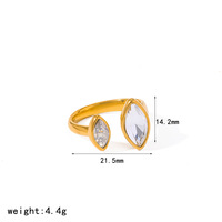 Bague en forme de larme en acier inoxydable plaqué or 18 carats, sans ternissement, tendance TikTok, de la marque Fanhua Jewelry