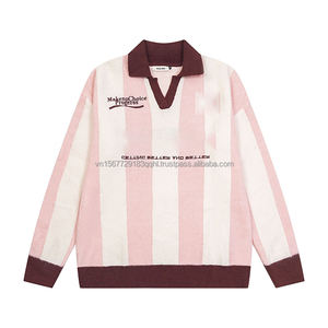 Maillot de football unisexe à col à revers, motif color block et rayures, 100% coton tricoté, vêtement de sport décontracté - Product Image 3