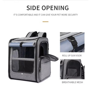 Sac à dos utilitaire personnalisé pour animaux de compagnie, fabriqué en usine BSCI, pour chat, chien, voyages, week-end, camping en plein air, promenade, sac à dos pour chat - Product Image 2