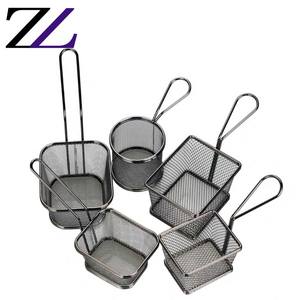 Equipo de comida rápida, alta calidad, pan, pollo, alas, hamburguesa, acero inoxidable, alambre negro, fruta, patatas fritas, cesta de soporte - Product Image 2