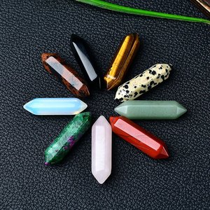 Colgante Hexagonal <span class=keywords><strong>de</strong></span> Doble Punta Hongzhuo, Cristal Natural en Bruto, Ojo <span class=keywords><strong>de</strong></span> Tigre, Cristal Rosa Tallado, Accesorios <span class=keywords><strong>de</strong></span> Joyería DIY con <span class=keywords><strong>Grabado</strong></span> - Product Image 1