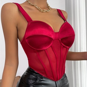 Sexy Off Shoulder Crop <strong>Top</strong> Women Corset Slim <strong>Top</strong> Mesh <strong>See</strong> <strong>Though</strong> Crop <strong>Top</strong> - Product Image 2