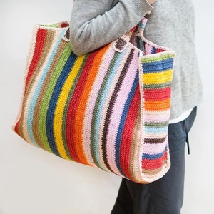 Bolso de Mano <span class=keywords><strong>Vintage</strong></span> para Mujer, Bolso de Hombro Elegante con Rayas Coloridas, Bolso de Papel Trenzado para el Día a Día - Product Image 4