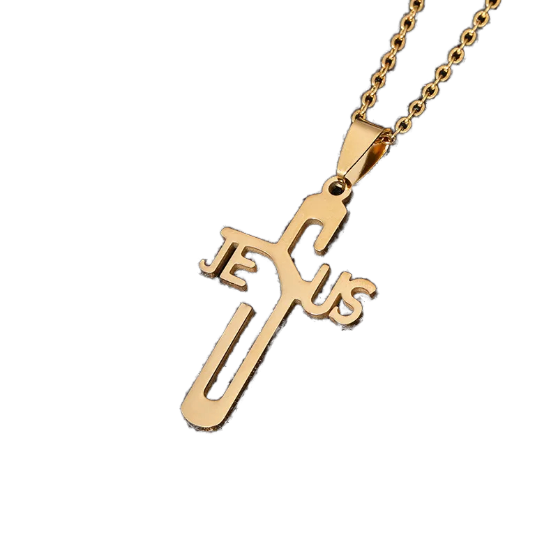 Sseesy Gold Stainless Steel Chain Supplier Fashion Simple Geometric Men Male Pendant Necklaces Jewelry With Cross Wholesale