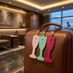 PU Leather Sunglasses Wine Glass Shape Holder Keychain Glasses Storage <b>Bag</b> <b>Charm</b> Anti Lost Eyewear Clip Purse Accessory Pendant - Product Image 3