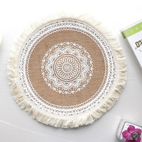 Set de Napperons Ronds Classiques Tissés Ychon Europe, Résistants à la Chaleur, Antidérapants, Écologiques, pour la Maison et la Table à Manger
