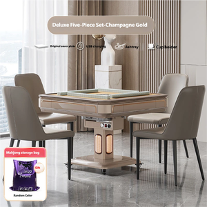 Machine à Mahjong Automatique Pliable de Luxe Moderne Or Champagne, Qualité Professionnelle, Silencieuse, Chauffage sur Quatre Côtés pour MJ - Meilleures Ventes - Product Image 3