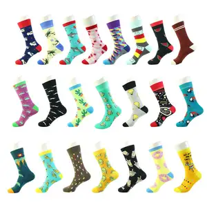 Custom Bamboo Fiber Novelty Socks Wholesale Knitting Jacquard Logo Pattern Men Crew Happy Funny Cotton Business Tube Socks