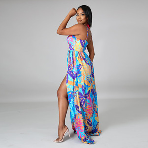 2022 de <span class=keywords><strong>moda</strong></span> de verano Floral Sexy Casual Maxi vestido de gran tamaño gordo mujer Falda larga - Product Image 1