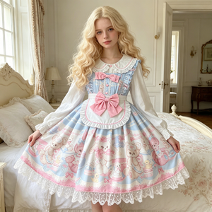 Vestido Lolita JSK con Tirantes, Diseño Original de Conejito y Osito, <span class=keywords><strong>Disfraz</strong></span> de Cosplay de Anime para Mujeres Adultas - Product Image 4