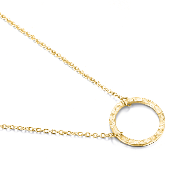EManco Stainless Steel Circle Pendant Women Dainty Link Chain Necklace Trendy 14K Gold Plated Minimalist Statement