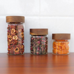 Pote de Vidro Borossilicato Artesanal Hermético com Tampa de Madeira de Acácia, Várias Especificações (335, 580, 800ml) - Product Image 5