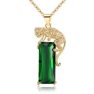 Zarif leopar kakma yeşil kristal kolye kolye moda bayanlar kolye parti takı aksesuarları kişiselleştirilmiş hediyeler