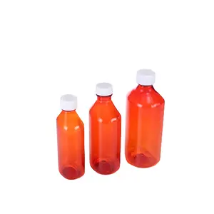 Ámbar ovalado-botella de medicina líquida para farmacia, ovalada, 4oz, 120ml, Rx