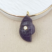 Pendentif en pierre naturelle colorée, quartz fraise, œil de tigre, incrustation de zircon, forme coquillage, composant de pendentif en coquillage, vente en gros