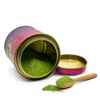 Boîte en métal cylindrique personnalisée imprimée, emballage cadeau pour thé matcha violet avec couvercle amovible pour thé en vrac, OEM