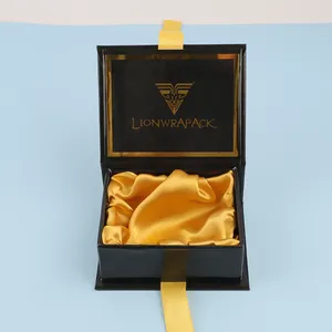 Wholesale Luxury Custom Logo Foldable Magnet Clothing Packaging Boxes With Ribbon Black Magnetic Gift Box