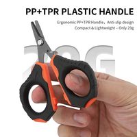 Ciseaux de pêche à pointe arrondie en acier inoxydable plaqué, poignée TPR, outils rapides et durables pour la pêche en mer et sur la plage, noir/orange FG-1111