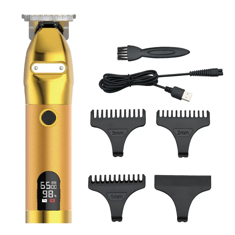 Sıcak satış şarj edilebilir saç kesimi kesici makinesi sakal saç düzeltici altın saç düzelticiler erkekler için Usb OEM paslanmaz çelik CE ROHS