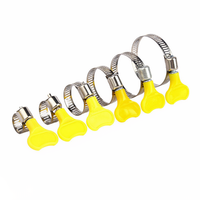 Colliers de serrage à vis sans fin réglables en acier inoxydable de 8 à 44 mm avec poignée en plastique jaune, OEM pour tubes