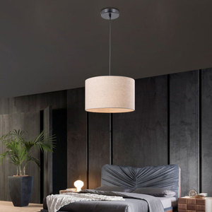 Lámpara colgante moderna con pantalla redonda de tela, bombilla LED E27, montaje en techo negro para iluminación interior de hogar, restaurante, hotel. - Product Image 3