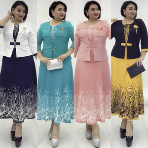 Atacado New Elegante Dashiki Imprimir Africano 2 Peças Set Para As Mulheres Vestido Plus Size Vestuário Maxi Ladies Office Outfit