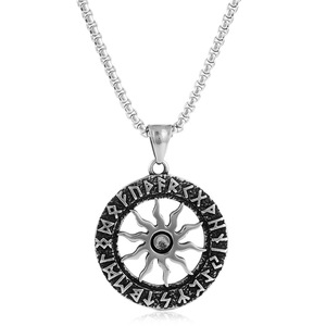 Collier pendentif soleil en acier inoxydable pour homme, design géométrique creux, style punk rétro 2310120 - Product Image 1