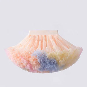 Jupes roses mignonnes pour enfants Mini jupe en tulle pour filles robe <span class=keywords><strong>tutu</strong></span> d'anniversaire pour enfants bébé fille avec péplum floral - Product Image 2