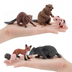 Set de Animales Silvestres Simulados: Castor, Zorro, Texugo, <span class=keywords><strong>Gulo</strong></span>, Glulo, Lechón, Miniaturas Decorativas para Paisajes, Juguete - Product Image 5