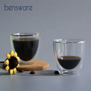 Berisware 80ml 250ml 350ml tazza da caffè in vetro borosilicato tazza da caffè in vetro a doppia parete isolata tazza di vetro