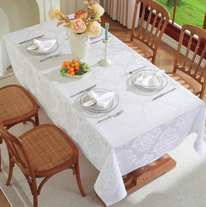 Nappe blanche en coton et polyester, lavable, infroissable, pour la maison, la salle à manger, la <span class=keywords><strong>cuisine</strong></span>, les fêtes - Product Image 2