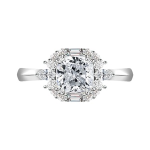 Luxury <b>Cushion</b> Cut Lab Grown Diamond Engagement <b>Ring</b> 14K 18K White Yellow Rose Gold Baguette Pear Halo Double Prongs Jewelry - Product Image 2