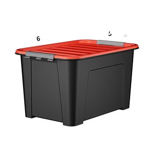 Caja de Almacenamiento Resistente con Cierre <span class=keywords><strong>Jeko</strong></span>&<span class=keywords><strong>Jeko</strong></span>, Negra con Tapa Roja, Diseño Industrial, Forma Rectangular, Moldeada por Inyección - Product Image 2
