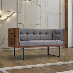 Sofá Cama Moderno Cuadrado Tapizado en Tela con Estructura de Madera Maciza y Patas Metálicas - Convertible en Cama para Sala de Estar o Vestíbulo de Hotel - Product Image 3