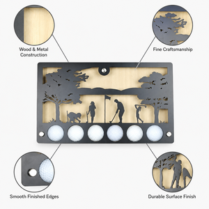 Support mural personnalisé en bois pour balles de golf – Décoration pour souvenirs de tournoi, cadeaux d'entreprise, clubs de golf, collection maison et bureau - Product Image 4