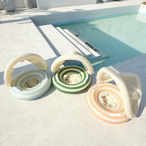 Flotador Inflable para Piscina Xiaolu con Sombrilla y Asiento a Rayas para Bebés con Asas - Product Image 1