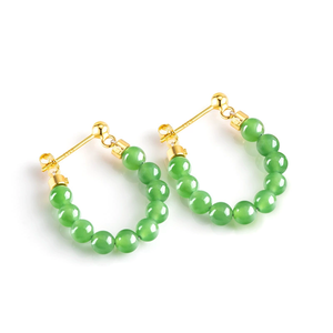 Old material spinach green natural andite jadeite jade pendant earrings with <b>silver</b> ear <b>studs</b> S925 <b>silver</b> set with jade - Product Image 1