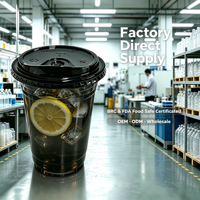 Gobelets en PET noir personnalisés avec couvercles pour boissons froides à emporter, vente en gros pour usines de jus