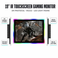 Écran tactile infrarouge de jeu 3M RS232 de 19 pouces avec éclairage LED, multi-touch IR, affichage pour kiosque industriel et commercial