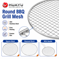 Grille de barbecue ronde en acier inoxydable de qualité alimentaire, diamètre personnalisé, idéale pour le camping et les pique-niques en extérieur